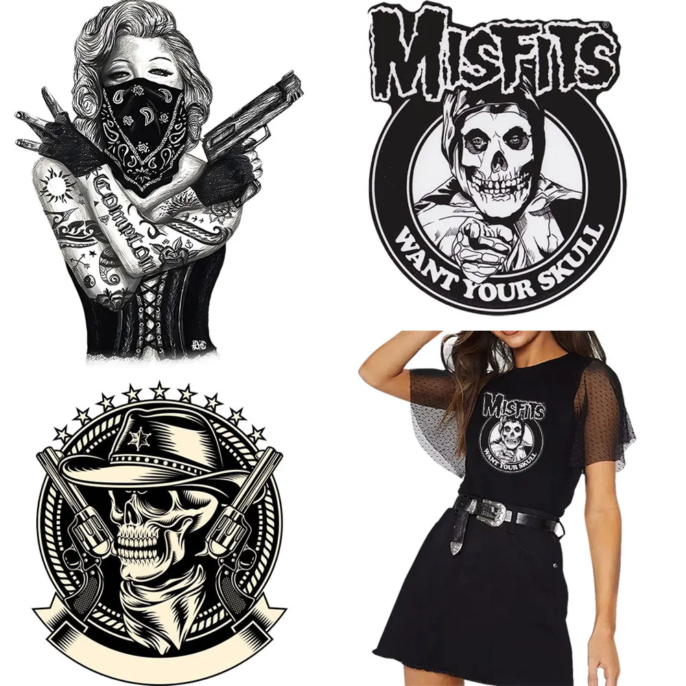 Iron On Transfer Patches For Clothing Cool Punk Style Thermo Stickers Diy Shirt Decals Paches For Jackets Backpack Accessories