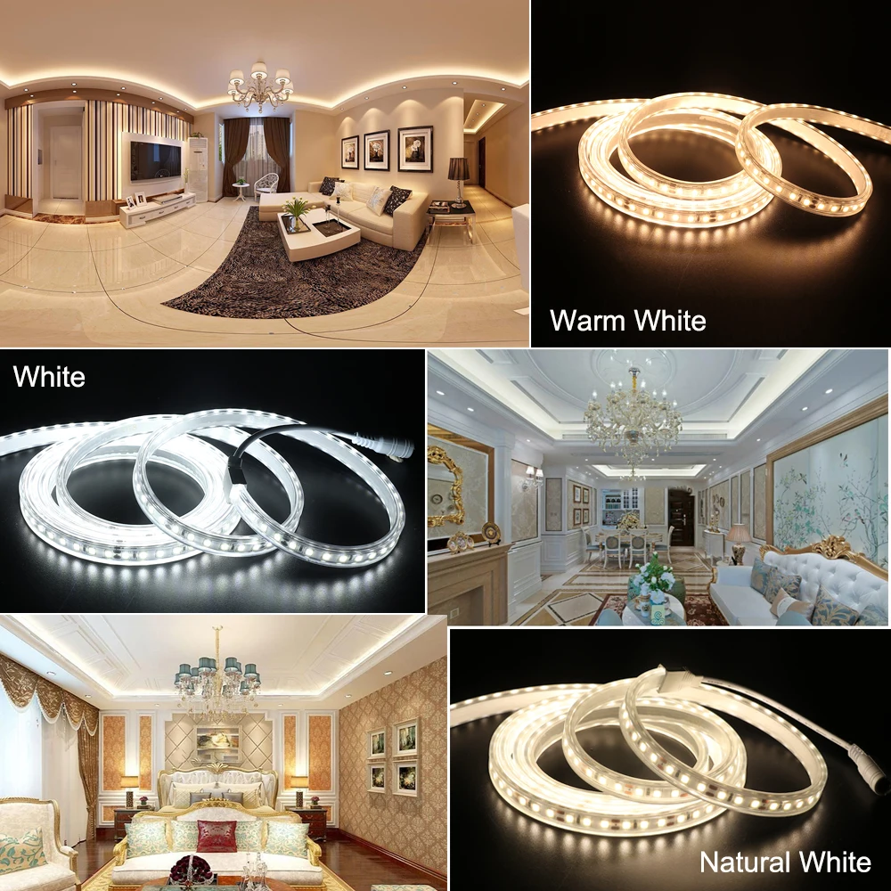 Dimmable LED Strip Light DC 12V 24V 2835 SMD 120Leds/m IP67 Waterproof LED Ribbon Flexible LED Tape Rope Light 3000K 4000K 6000K