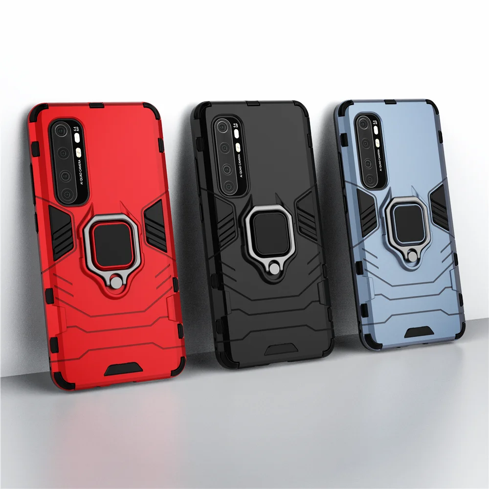 Shockproof Armor Case for Xiaomi Mi Note 10 Lite, Ring Holder, Stand Cover, Mi Note 10 Lite