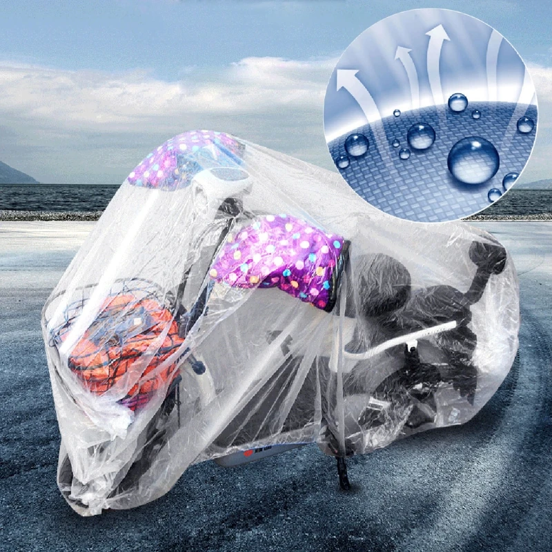 

Motorcycle Cover Disposable Transparent Protector Covers All Season Outdoor Waterproof Bike Scooter Rain Dustproof Cover