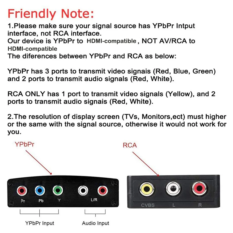 YPbPr إلى محول متوافق مع HDMI ، HD ، واضح ، محولات مكون RGB ، فيديو ، كابل USB ، وصول جديد ، 1080P #4