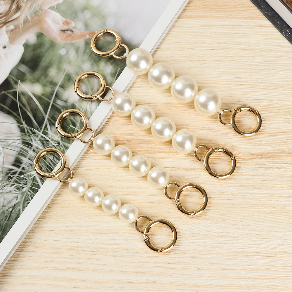 10-14mm Bag Chain Pearl Strap Extender Imitation Pearl Bead Replacement Chain Strap Purse Belt Handles Clutch Handbag Accessory