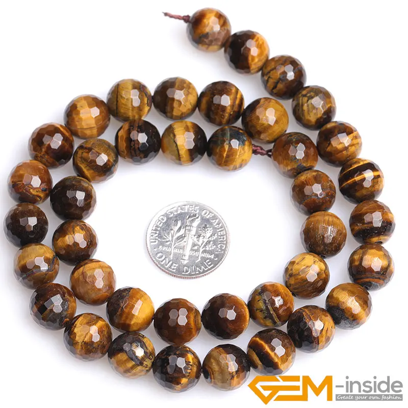 Natural Stone Round Faceted Tiger Eye Beads For Jewelry Making Strand 15 inch DIY Jewelry Beads For Bracelet Necklace Making