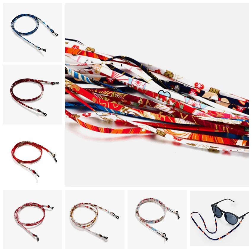 50pcs/lot 5mm wide Colorful Pattern Eyeglass sunglasses cotton neck string cord retainer strap eyewear lanyard holder wholesale