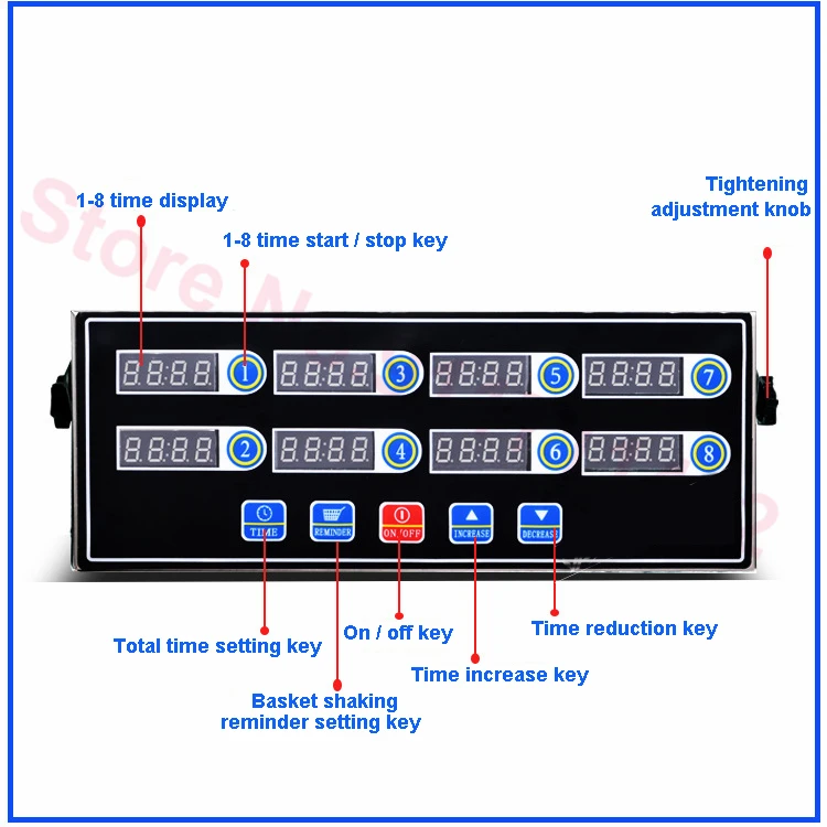 Bếp Nấu Hẹn Giờ 8 Kênh Kỹ Thuật Số Màn Hình LCD Hiển Thị Đồng Hồ Lắc Nhắc Nhở Thép Không Gỉ Hẹn Giờ Calculagraph