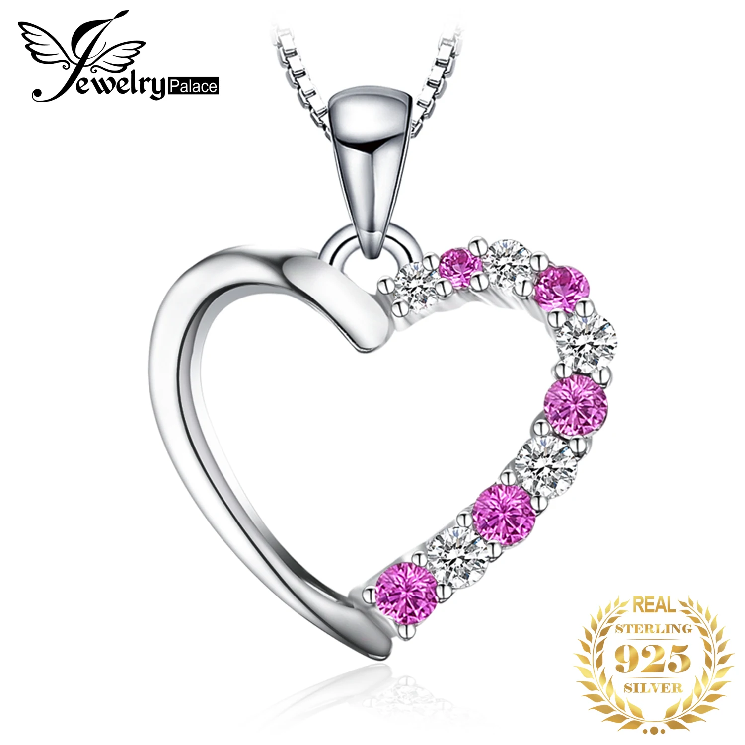 Jewelrypalace serce stworzone różowy szafir 925 srebro naszyjnik dla kobiet bez łańcuszka żółte złoto pozłacane różowym złotem