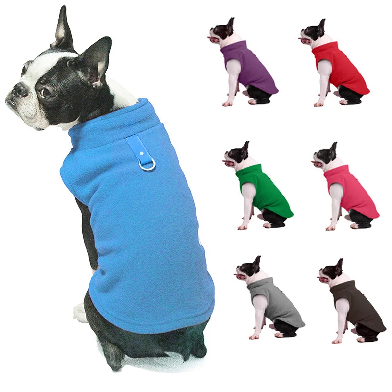 Warm Fleece Dog Hoodie Sweater with Buckle Winter Pet Clothes for Small Dogs French Bulldog Puppy Cat Pullover roupa cachorro