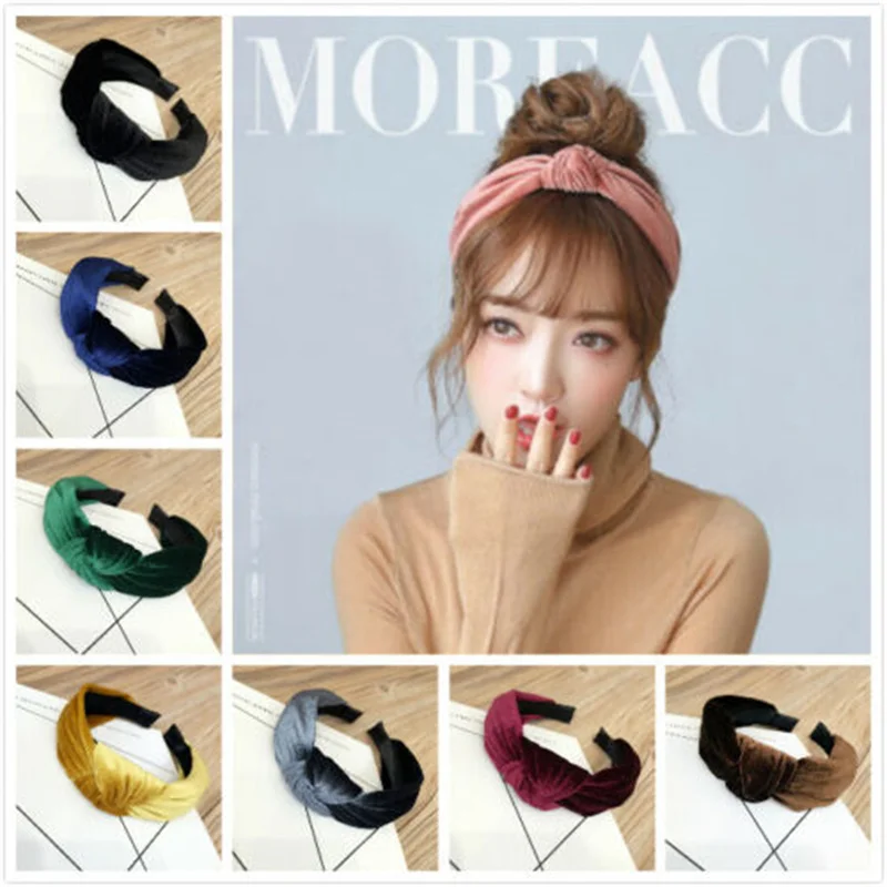 Women Twisted Hair Band Hairband Headband Twist Hairband Bow Knot Cross Headwrap Headwear Black Dark Green Gray Turmeric Coffee