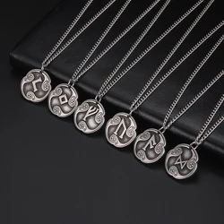 LIKGREAT 24 Runes Charms Vintage Necklace Set for Men Women Letter Amulet Stainless Steel Pendant Viking Wicca Jewelry Fashion