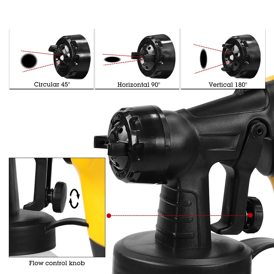 Pistola de pintura elétrica para casa, aerógrafo sem ar de alta potência, alcance ajustável fácil pulverização, 500W, 110V, 220V