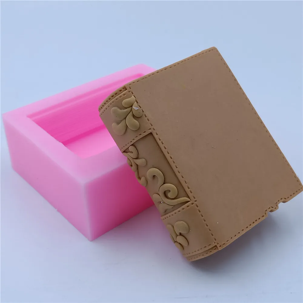 Molde de silicona para jabón con diseño de libro, moldes de gelatina para pastel de jabón, moldes de cera para velas, molde artesanal de resina