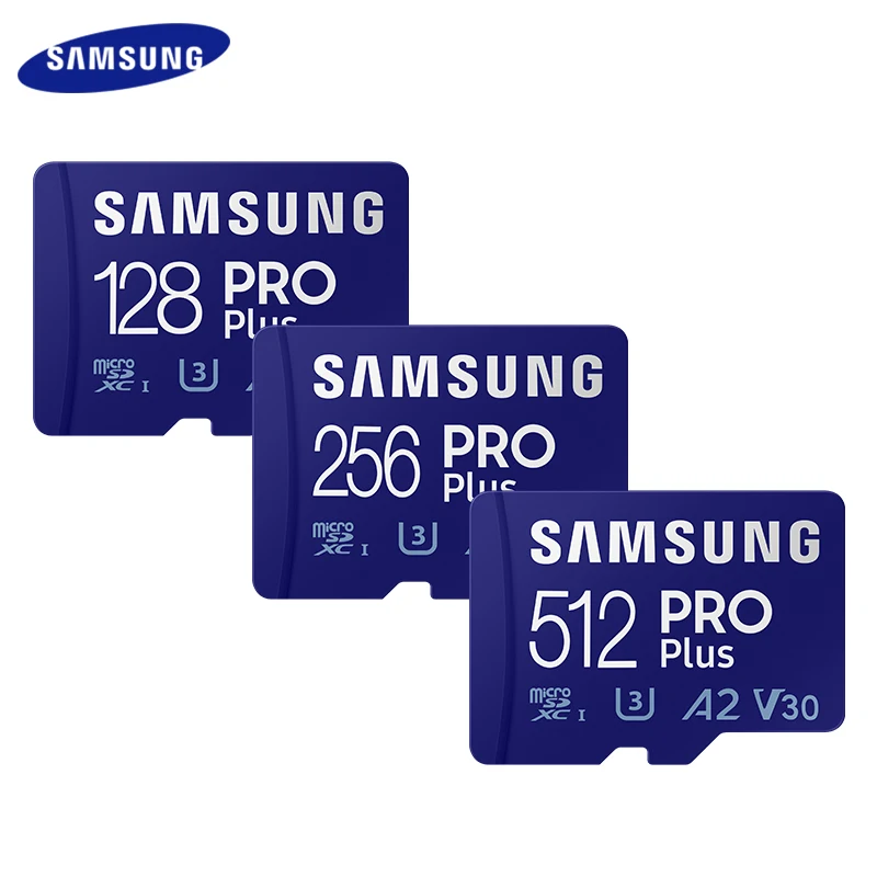 Samsung Pro Plus carte mémoire 512GB 256GB 128GB U3 V30 A2 haute vitesse UHS-I classe 10 TF carte 64GB U1 A1 V10 EVO PLUS carte Micro SD