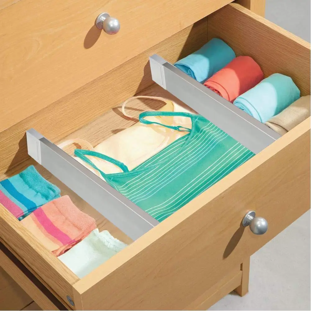 Expandable Drawer Dividers Spring Loaded Home Stacked Drawer Separator Cabinet Wardrobe Cabinet Drawer Aluminum Storage Baffle