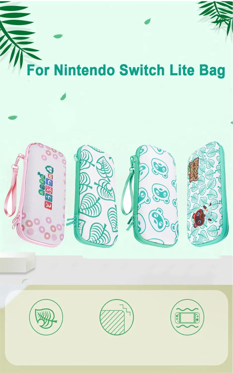 Animal Forest Green Storage Bag Carrying Bag Hard Bag for Nintendo Switch and Nintendo Switch Lite