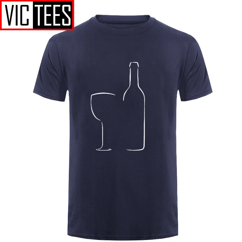 Men Summer Wine Glass And Bottle T Shirt Fashion O-neck Cotton T-Shirt Clothing Tops