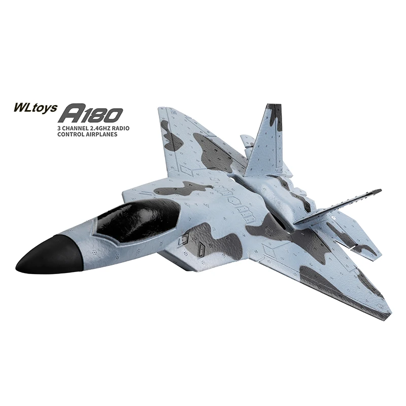 WLtoys XK A180 RC 비행기, 2.4GHz, 3 채널, 6 축 자이로 F22 랩터 RC 비행기 글라이더, 던지는 윙스팬, 폼 비행기, 고정 날개 RTF