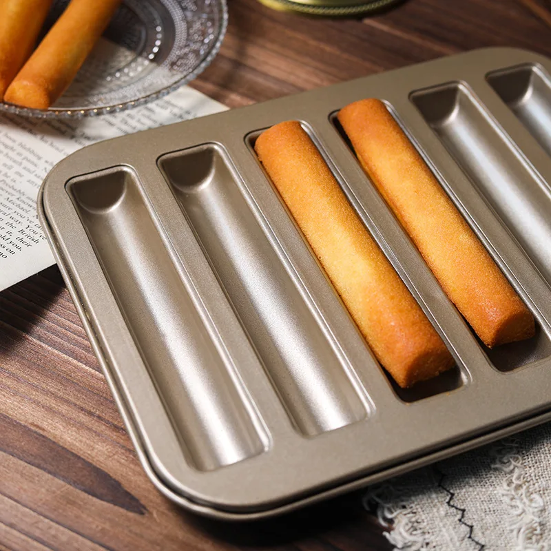 6-Hole Non-Stick Cake Mold Mini Cigar Finger Cookie Baking Tray Cake Baking Mold Fondant Molds Cake Baking Mold DIY Baking Tools