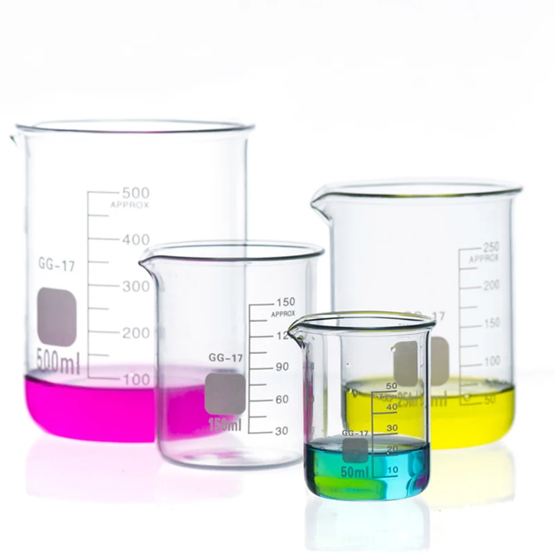 5ml 10ml 25ml 50ml 100ml 150ml 250ml Lab Borosilicate Glass Beaker Heat-resist Scaled Measuring Cup Laboratory Equipmen