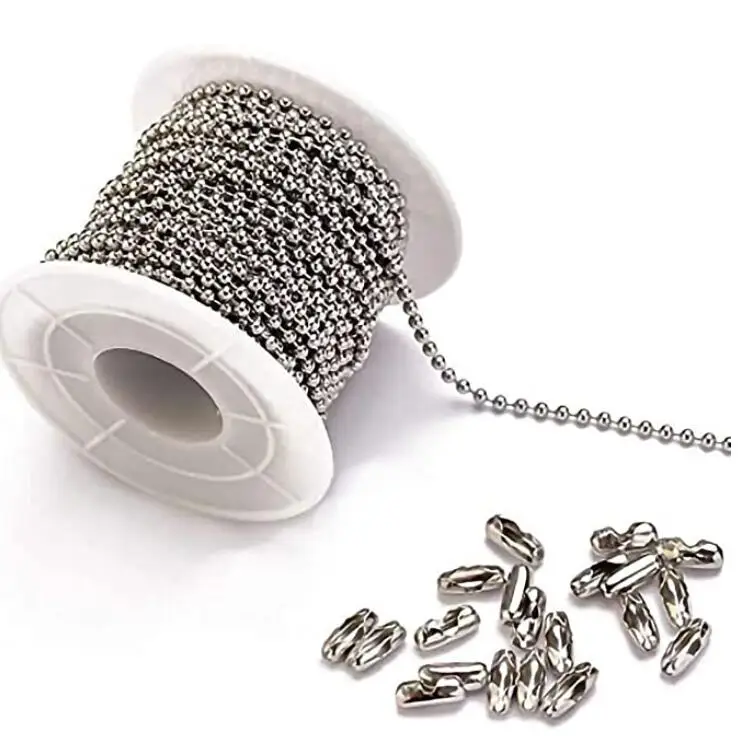 100meter Stainless Steel Ball Chain Necklace with 20 Connector Clasps Silver Bead Chain Set (chain 1.5mm/2mm/2.4 Mm + 20 Connerc