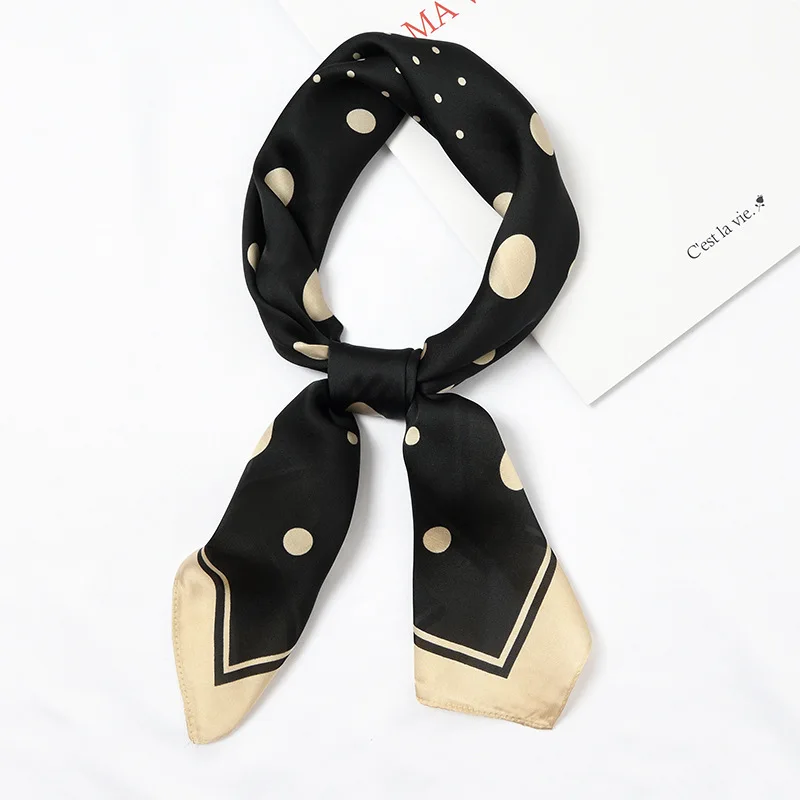 

Classical Square Silk Scarf Women Polka Dot Pattern Handkerchief Small Bandana Decorated Neckwear Head Scarf 70*70cm