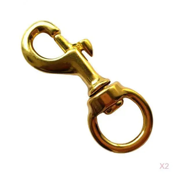 2 Pieces Solid Brass Single End Round Eye Ring Trigger Swivel Snap Clasp Hook Clip Mountaineering Accessories