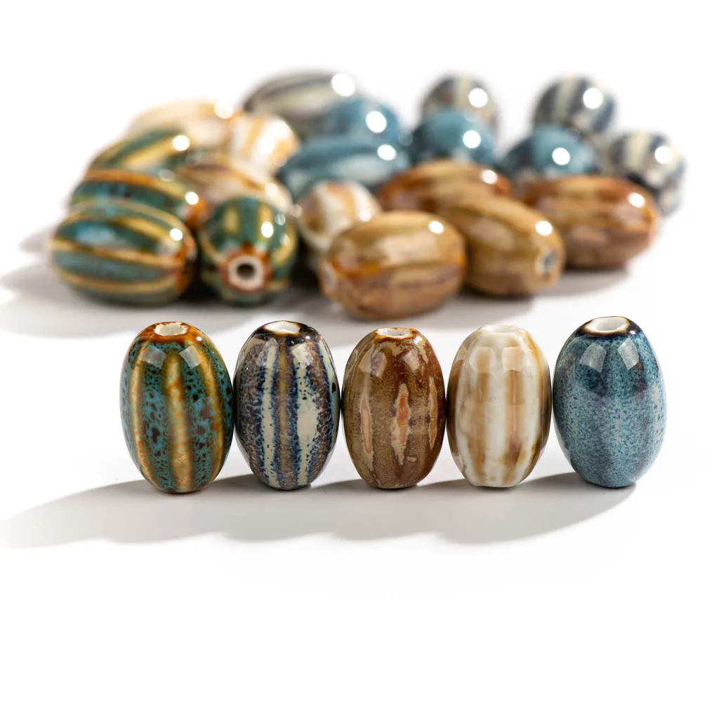 21#5pcs Retro Color Oval Shape Ceramic Special-shaped Beads Crafts Abalorios Cuentas Para For jewelry making #XN294