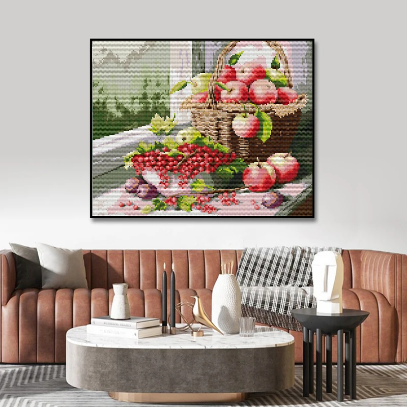 Apple and None Cross Stitch Pattern Canvas, Still Life, DMC Thread Broderie Kit, Home Decor, Couture Set, DIY, 11CT, 14CT