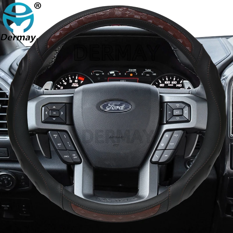 

DERMAY Micro fiber Leather Car Steering Wheel Cover 3D Non-slip for Ford F150 F-150 Lobo Auto Accessories