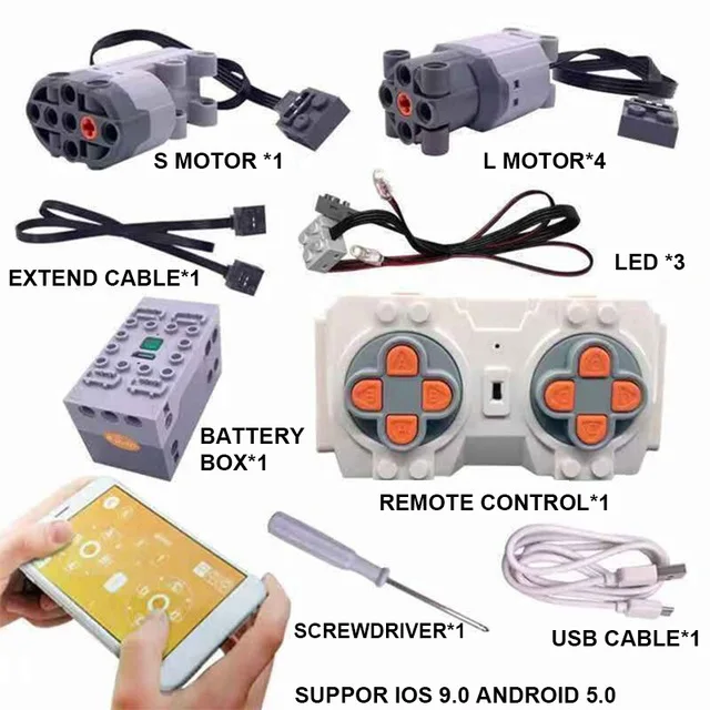 High-tech parts ev3 building block electric power motor functions tool servo blocks train car truck PF mode