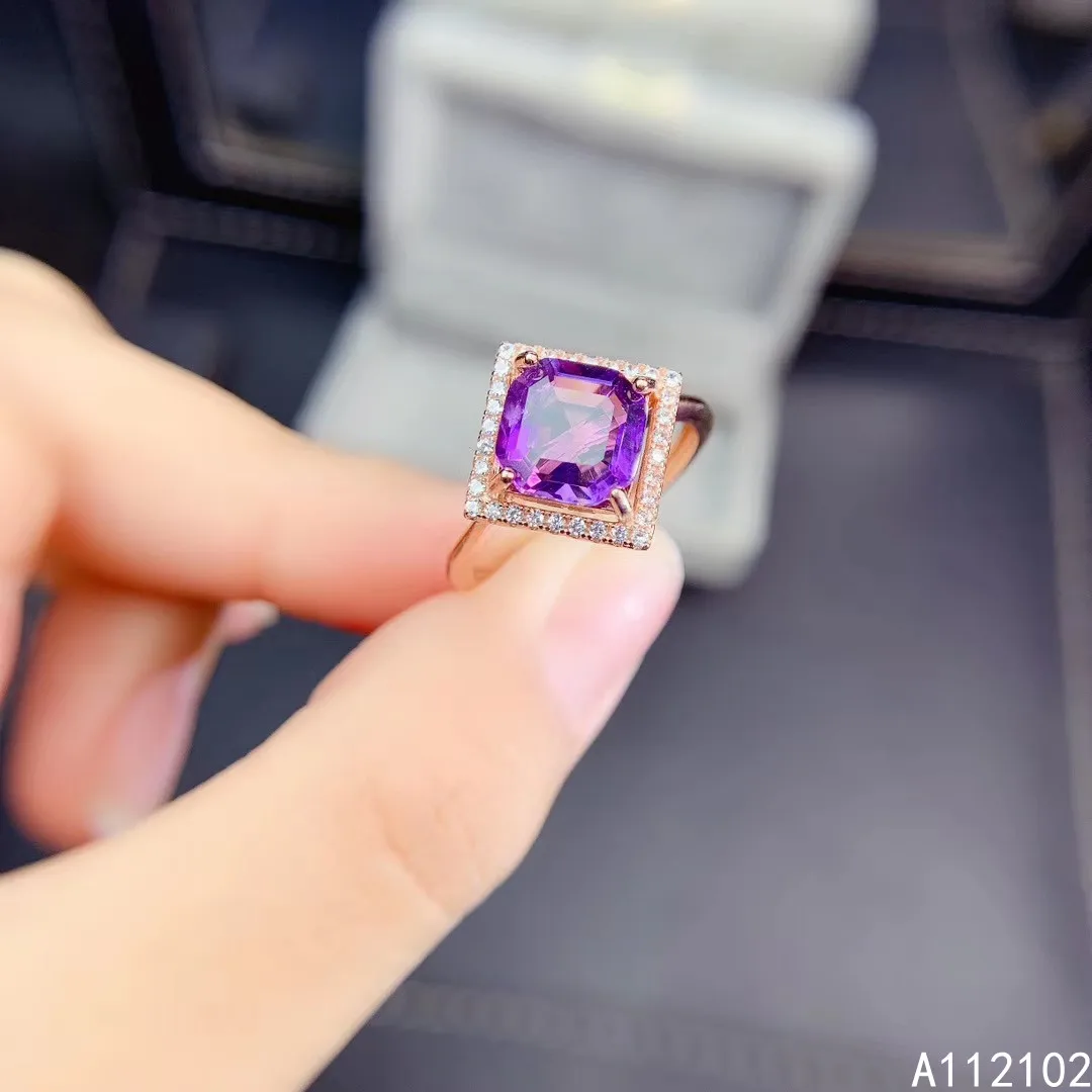 

KJJEAXCMY fine jewelry S925 sterling silver inlaid natural Amethyst new girl classic ring support test Chinese style with box