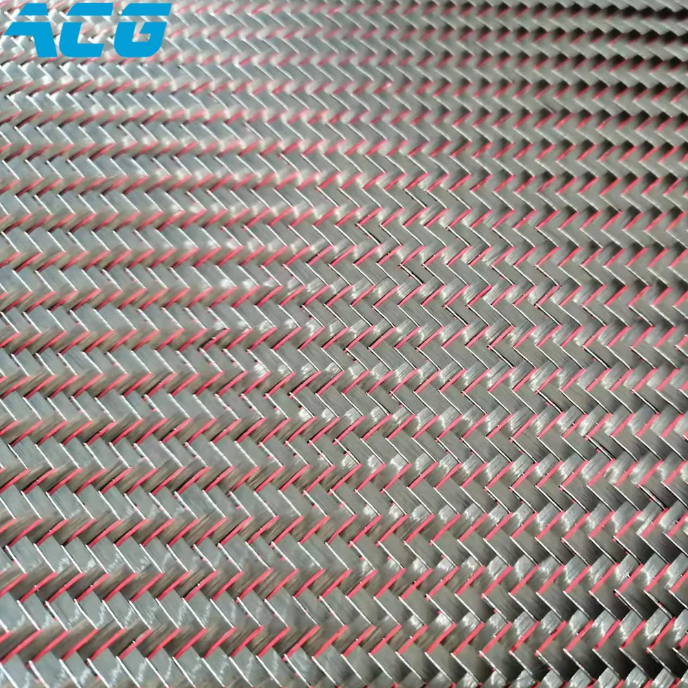 Metallic Carbon Fiber Fabric Red Reflective Carbon Fibre Cloth