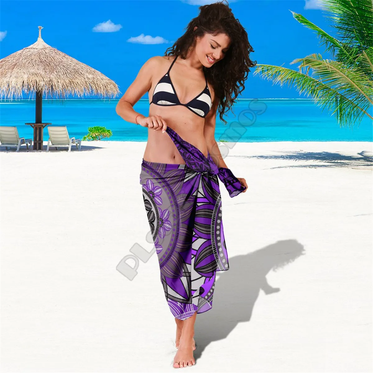 Purple floral mandala sarong 3D printed Towel Summer Seaside resort Casual Bohemian style Beach Towel