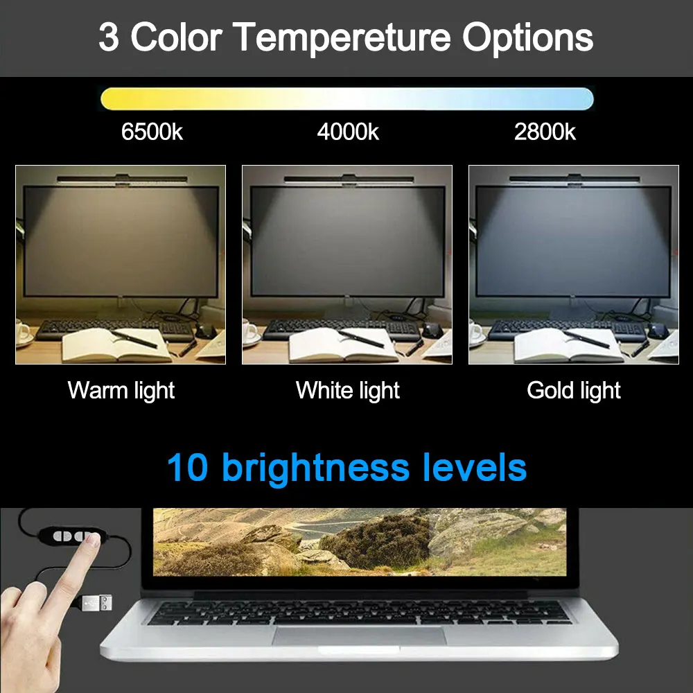 LED Screen Bar Light USB Computer Monitor Eye-Caring Reading Desk Lamp Night Light Bar