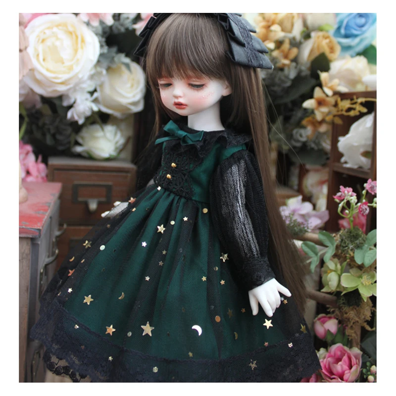 

BJD dress doll clothes with lace stars doll dress + hair band for 1/3 1/4 1/6 BJD SD 1/6 Blyth doll accessories