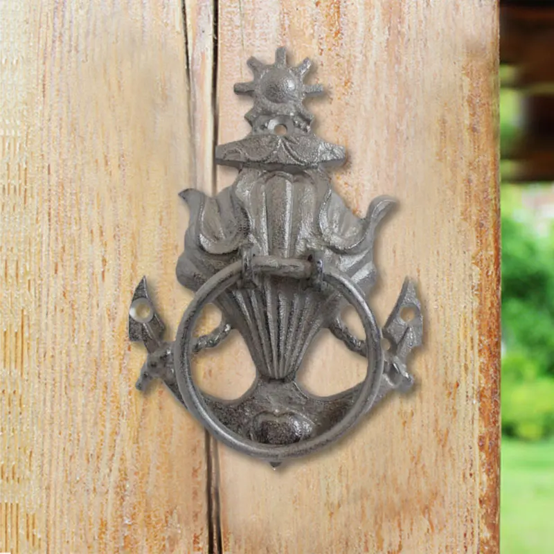 europeu ferro fundido ancora vieira porta bater retro parede doorknocker para jardim patio porta da frente simples housewarming presente 01