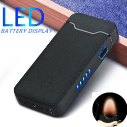 Isqueiros de Plasma Elétrico para Homens e Mulheres, Grande Arco Isqueiro, Windproof, Eletrônico, Metal, Recarga USB, Normal, Grande