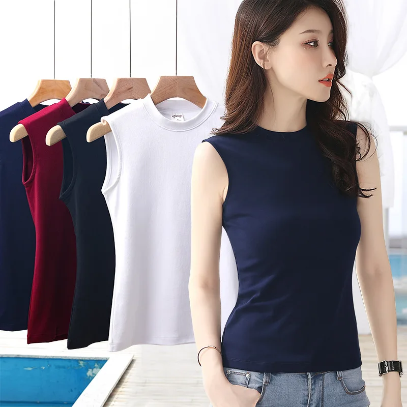 Womens Cotton Camis Solid color Female Slim Sleeveless Casual Vest Solid Color Crop Lower Cut Top For Ladies Fitness Vest Summer