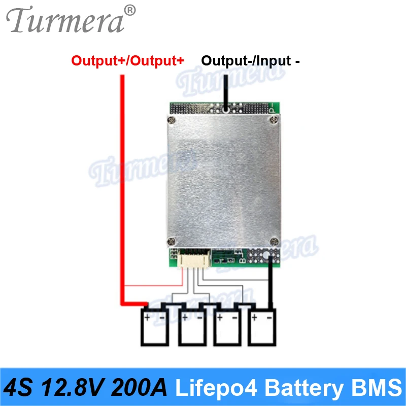 Turmera 4S 12.8V 200A Balance Lifepo4 Battery BMS Balance Protected Board for 3.2V 100Ah 200Ah 280Ah 310Ah Lifepo4 Batteries Use