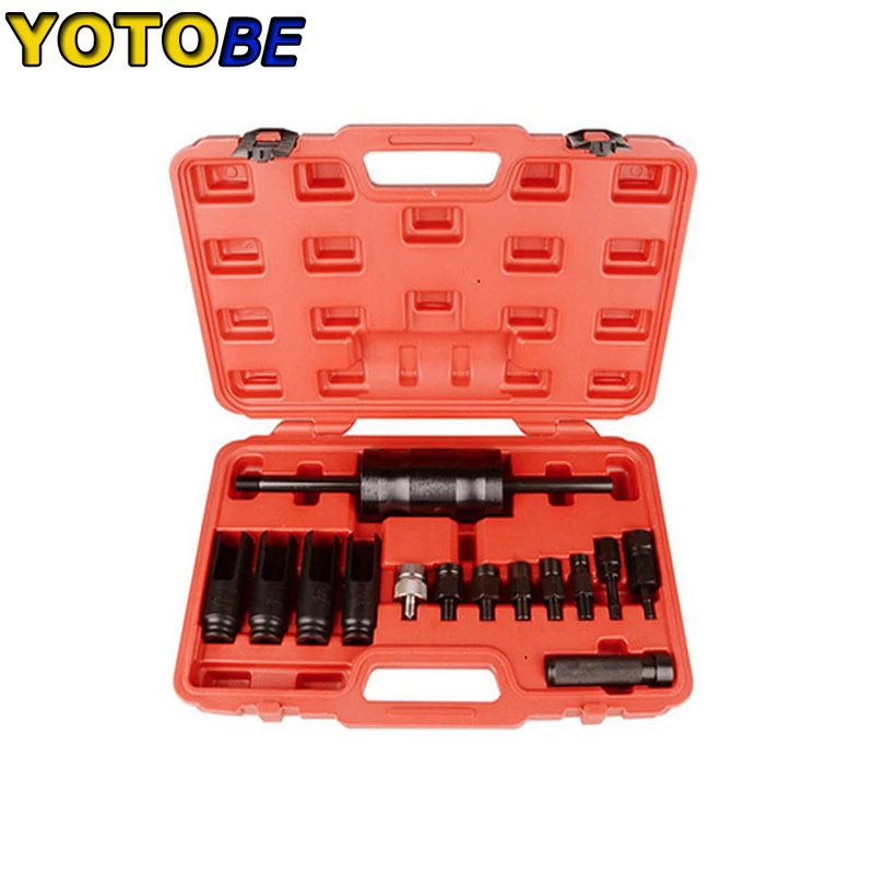 14Pcs Diesel Injector Extractor Remove & Common Rail Adaptor Puller Slide Hammer