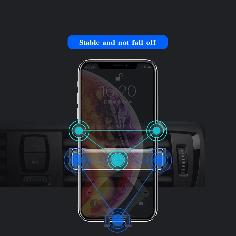 Gravity-حامل هاتف خلوي للسيارة ، مشبك تهوية ، بدون حامل مغناطيسي ، GPS ، لهاتف iPhone XS MAX Xiaomi