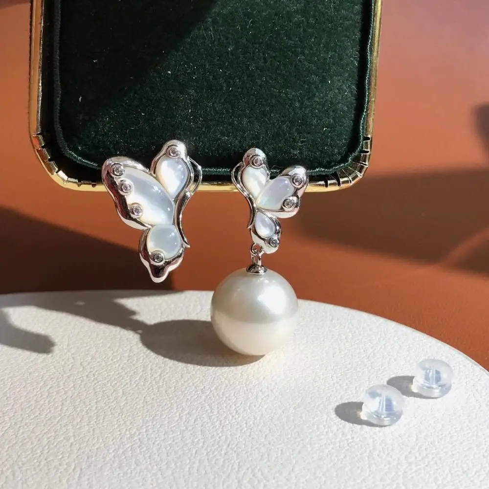 

Butterfly Shape 925 Sterling Silver Earrings Findings Settings Base Mountings Parts Mounts for Pearls Agate Crystal Stones Jade