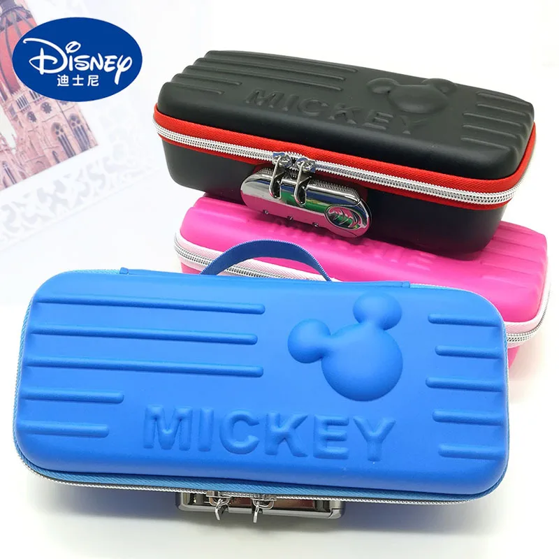 disney mickey 3d gravado lapis case bonito grande capacidade lapis case senha bloqueio papelaria caixa estudante aprendizagem presente 01