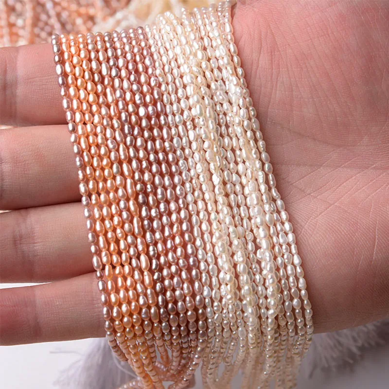 

Apx 100pcs Small Rice Shape Natural Freshwater Pearl Beads Punch Loose Beads For Make Jewelry DIY Bracelet Necklace Accessories