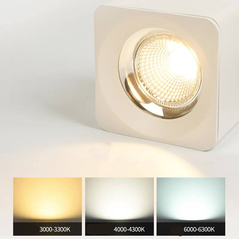 New square dimmable COB LED downlight 7W 9W 12W LED ceiling spotlight AC85~265V LEDceiling light warm/cool white indoor lighting