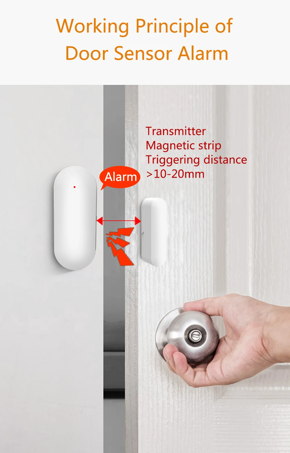 HIVA-Detector de puerta con Wifi, Sensor de ventana con control por aplicación Tuya Smart life, alarma de seguridad, funciona con Alexa y Google Home