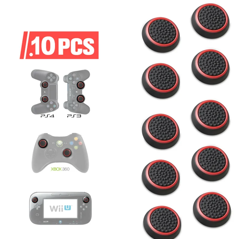 10PCS Double Rocker Enhanced Raised Silicone Rubber Analog Stick Thumb Grips Joystick Cover Caps For Playstation 4 X Box One