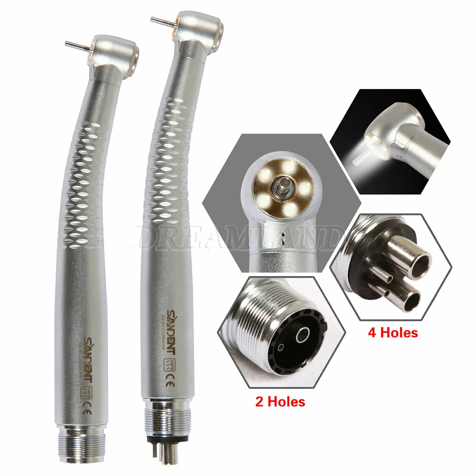 

Dental High Speed Fiber Optic 5Bulb/Lights LED E-Generator Air & Water sprays Handpiece 2/4 Holes Fit Kavo