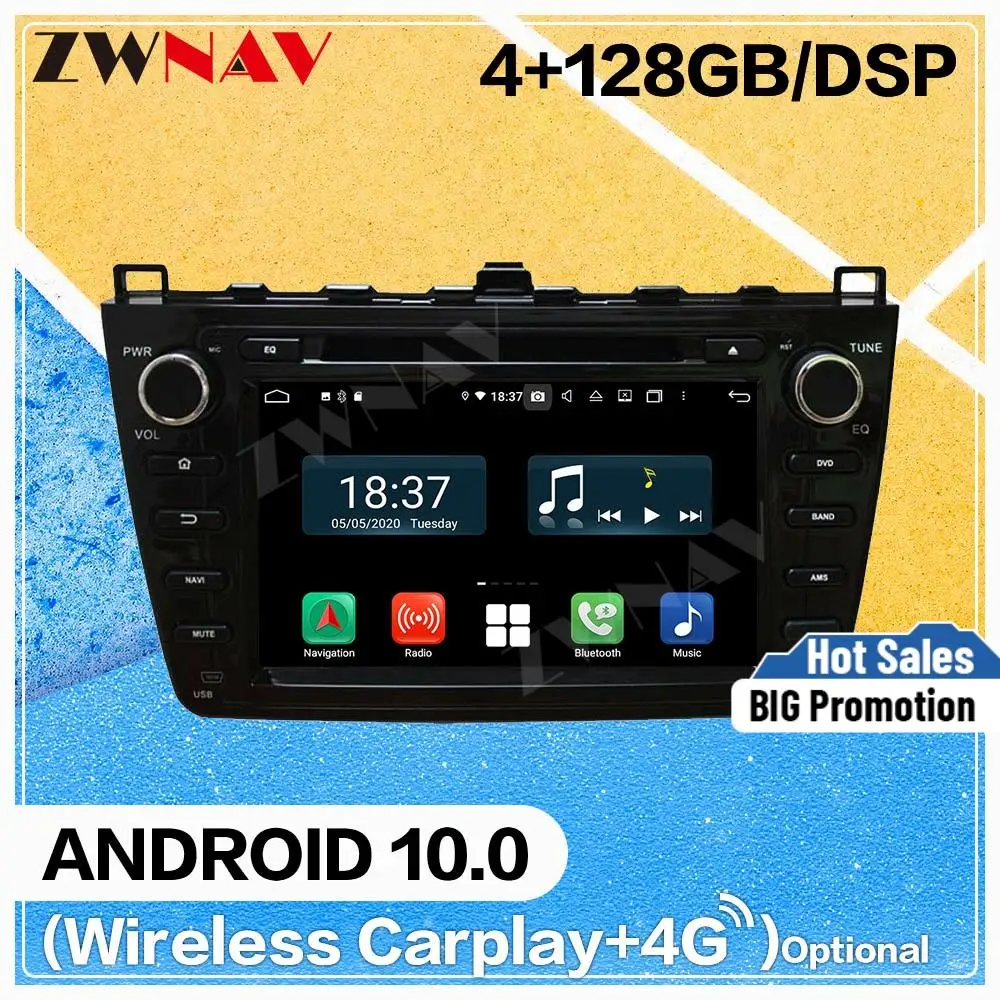 128G Carplay Android 10.0 screen Car DVD Player for Mazda 6 2008 2009 2010 2011 2012 car GPS Auto Radio Audio Stereo Head unit