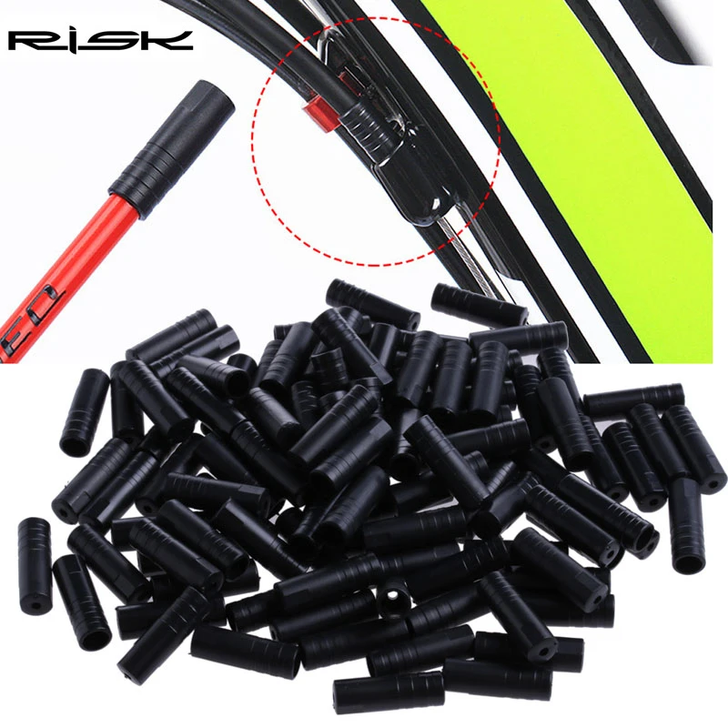 RISK 100pcs/lot 4mm 5mm Road Mountain Bike Brake Shift Derailleur Cable End Crimps Bicycle Wire Cable End Caps Housing Ferrules