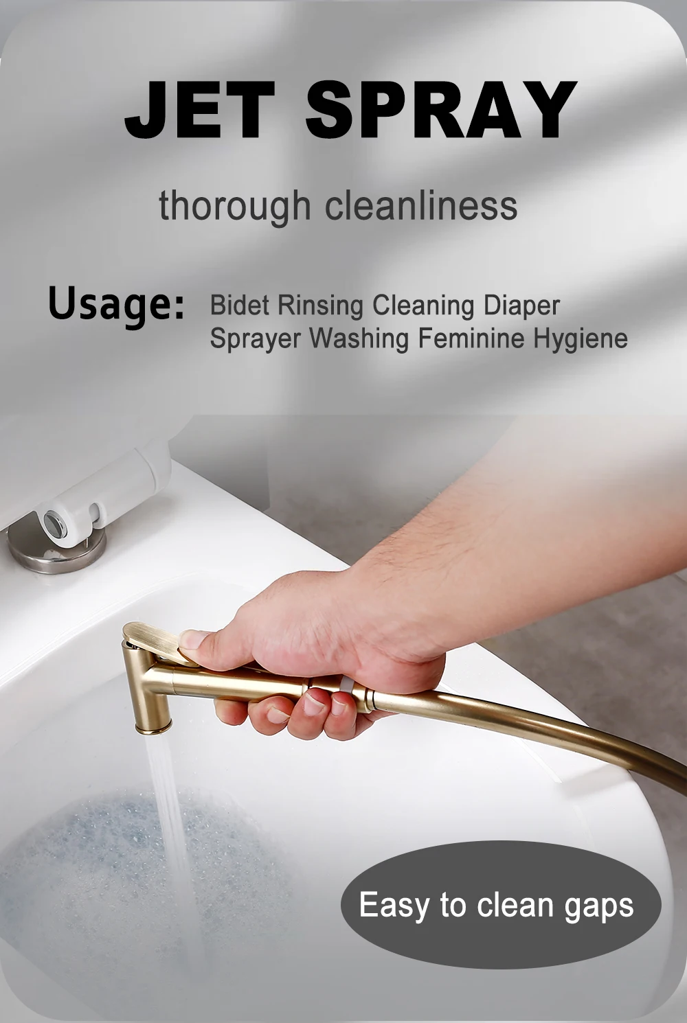 Brushed gold Brass Hand-held Wall-mounted Hybrid Hot And Cold Water With Stand Bathroom kitchen Toilet Faucet Bidet Sprayer